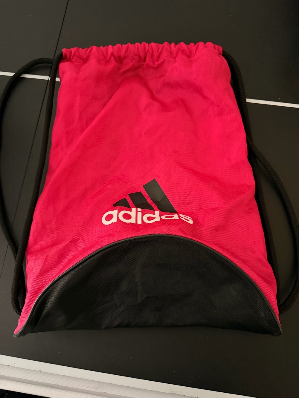 adidas Hot Pink and Black Drawstring Backpack